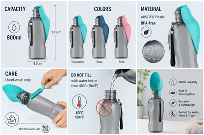 Loopre Portable Dog Water Bottle – Never Leave Home Without Water Again | 800ml