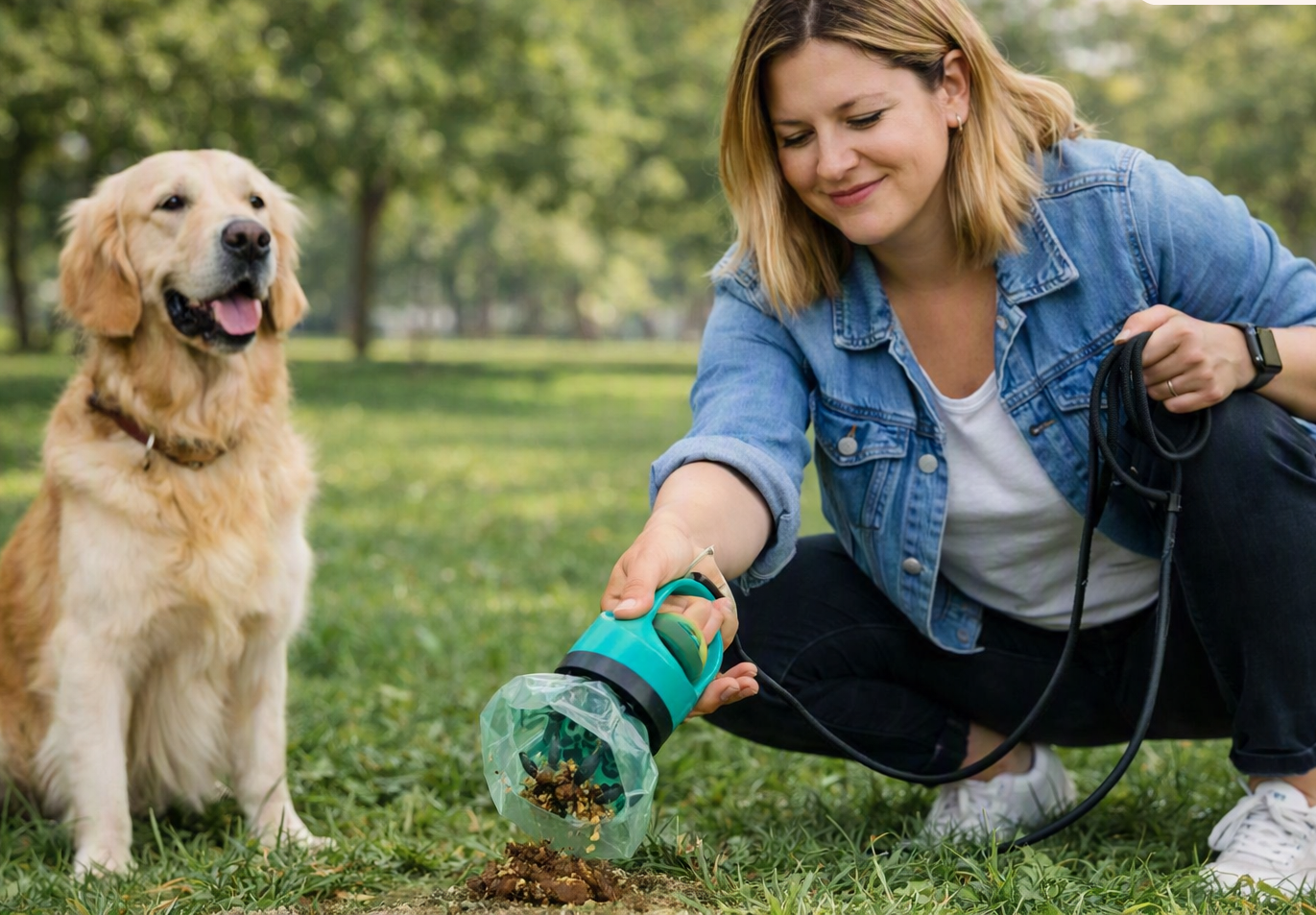 Loopre Portable Dog Pooper Scooper – No-Touch Waste Pick-Up with Built-In Bags