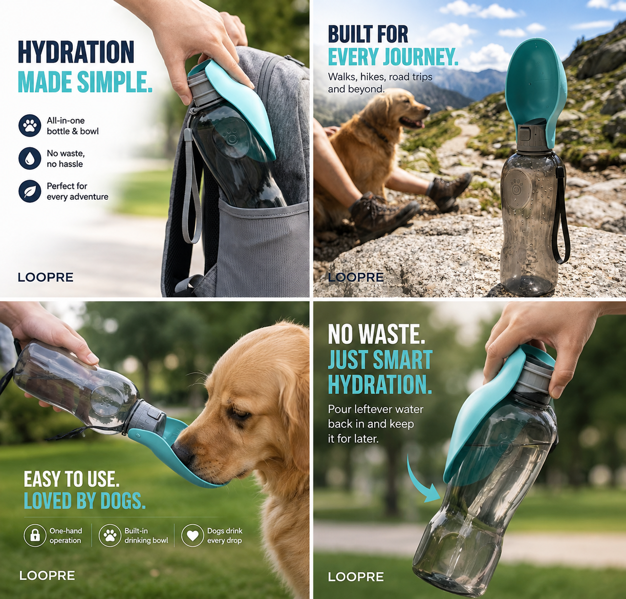 Loopre Portable Dog Water Bottle – Never Leave Home Without Water Again | 800ml