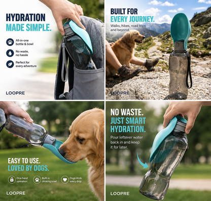 Loopre Portable Dog Water Bottle – Never Leave Home Without Water Again | 800ml